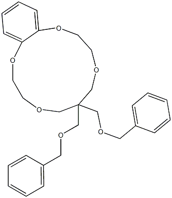 6,6-Bis[(benzyloxy)methyl]-2,3,6,7,9,10-hexahydro-5H-1,4,8,11-benzotetraoxacyclotridecin Struktur