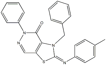 2-(p-Tolylimino)-3-benzyl-5-phenylthiazolo[4,5-d]pyridazin-4(5H)-one Struktur