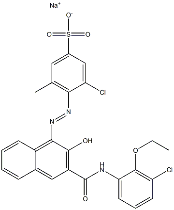 3-Chloro-5-methyl-4-[[3-[[(3-chloro-2-ethoxyphenyl)amino]carbonyl]-2-hydroxy-1-naphtyl]azo]benzenesulfonic acid sodium salt Struktur