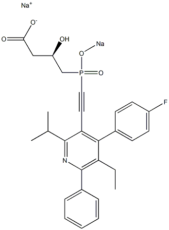 (3R)-4-[[[4-(4-Fluorophenyl)-2-isopropyl-5-ethyl-6-phenyl-3-pyridinyl]ethynyl]sodiooxyphosphinyl]-3-hydroxybutyric acid sodium salt Struktur