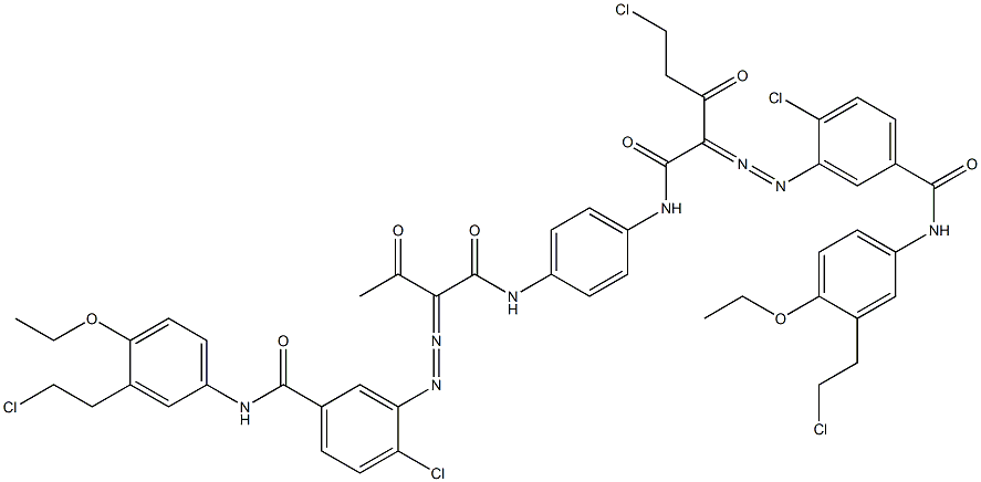 3,3'-[2-(Chloromethyl)-1,4-phenylenebis[iminocarbonyl(acetylmethylene)azo]]bis[N-[3-(2-chloroethyl)-4-ethoxyphenyl]-4-chlorobenzamide] Struktur