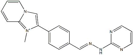 1-Methyl-2-[4-[[2-(2-pyrimidinyl)hydrazono]methyl]phenyl]imidazo[1,2-a]pyridine-1-ium Struktur