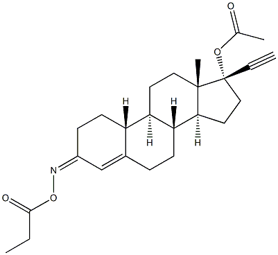 (17R)-17-(Acetyloxy)-19-norpregn-4-en-20-yn-3-one O-propionyl oxime Struktur