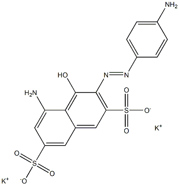 5-Amino-3-(p-aminophenylazo)-4-hydroxy-2,7-naphthalenedisulfonic acid dipotassium salt Struktur