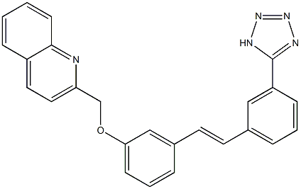 2-[3-[(E)-2-[3-(1H-Tetrazol-5-yl)phenyl]ethenyl]phenoxymethyl]quinoline Struktur