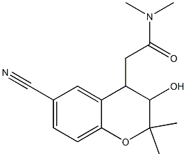 6-Cyano-3,4-dihydro-3-hydroxy-N,N-dimethyl-2,2-dimethyl-2H-1-benzopyran-4-acetamide Struktur