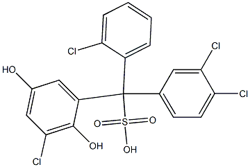 (2-Chlorophenyl)(3,4-dichlorophenyl)(3-chloro-2,5-dihydroxyphenyl)methanesulfonic acid Struktur