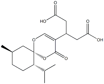 Diacetic acid [(6S,7S,10R)-7-isopropyl-10-methyl-4-oxo-1,5-dioxaspiro[5.5]undec-2-en-3-yl]methylene ester Struktur