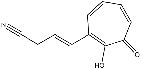 2-Hydroxy-3-(3-cyano-1-propenyl)cyclohepta-2,4,6-trien-1-one Struktur