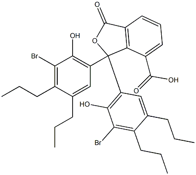 1,1-Bis(5-bromo-6-hydroxy-3,4-dipropylphenyl)-1,3-dihydro-3-oxoisobenzofuran-7-carboxylic acid Struktur