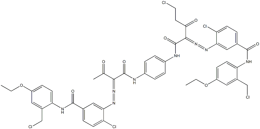 3,3'-[2-(Chloromethyl)-1,4-phenylenebis[iminocarbonyl(acetylmethylene)azo]]bis[N-[2-(chloromethyl)-4-ethoxyphenyl]-4-chlorobenzamide] Struktur