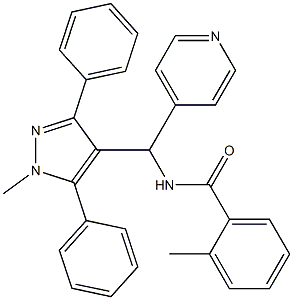 N-[(4-Pyridinyl)(1-methyl-3,5-diphenyl-1H-pyrazol-4-yl)methyl]-2-methylbenzamide Struktur