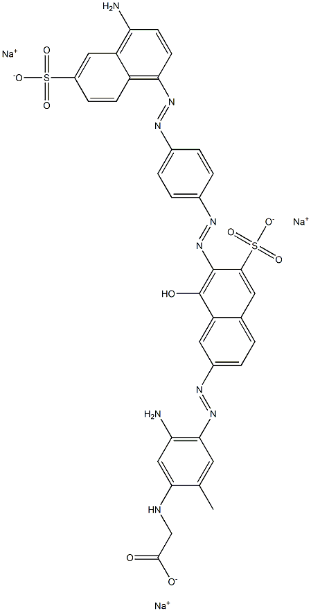 [5-Amino-4-[[7-[[4-[(4-amino-6-sulfo-1-naphtyl)azo]phenyl]azo]-8-hydroxy-6-sulfo-2-naphtyl]azo]-2-methylphenylamino]acetic acid trisodium salt Struktur