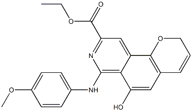 6-Hydroxy-7-(p-methoxyphenylamino)-2H-pyrano[2,3-f]isoquinoline-9-carboxylic acid ethyl ester Struktur