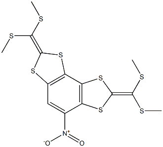 2,7-Bis[bis(methylthio)methylene]-4-nitro-2H,7H-1,3,6,8-tetrathia-as-indacene Struktur