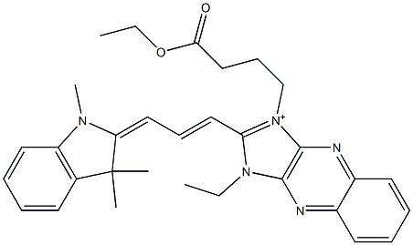 3-(3-Ethoxycarbonylpropyl)-1-ethyl-2-[3-[[2,3-dihydro-1,3,3-trimethyl-1H-indol]-2-ylidene]-1-propenyl]-1H-imidazo[4,5-b]quinoxalin-3-ium Struktur