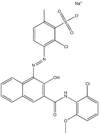 2-Chloro-6-methyl-3-[[3-[[(2-chloro-6-methoxyphenyl)amino]carbonyl]-2-hydroxy-1-naphtyl]azo]benzenesulfonic acid sodium salt Struktur