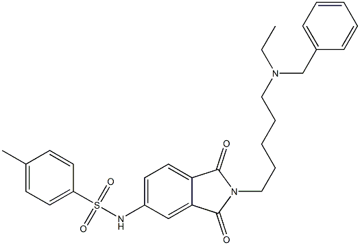 N-[5-(Ethylbenzylamino)pentyl]-5-(p-methylphenylsulfonylamino)phthalimide Struktur