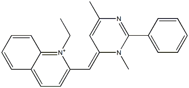 1-Ethyl-2-[(2-phenyl-3,6-dimethyl-3,4-dihydropyrimidine-4-ylidene)methyl]quinoline-1-ium Struktur