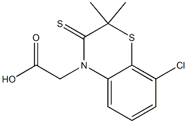 8-Chloro-2,2-dimethyl-2,3-dihydro-3-thioxo-4H-1,4-benzothiazine-4-acetic acid Struktur