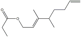 Propionic acid 3,4-dimethyl-2,7-octadienyl ester Struktur