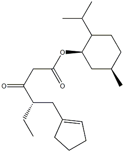 4-(1-Cyclopentenylmethyl)-3-oxohexanoic acid (1R,3R,4S)-p-menth-3-yl ester Struktur