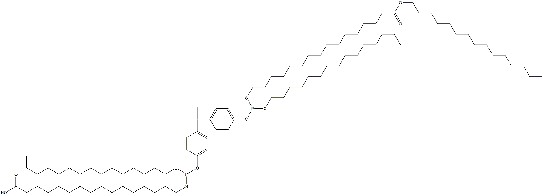 16,16'-[[Isopropylidenebis(4,1-phenyleneoxy)]bis[(pentadecyloxy)phosphinediylthio]]bis(hexadecanoic acid pentadecyl) ester Struktur