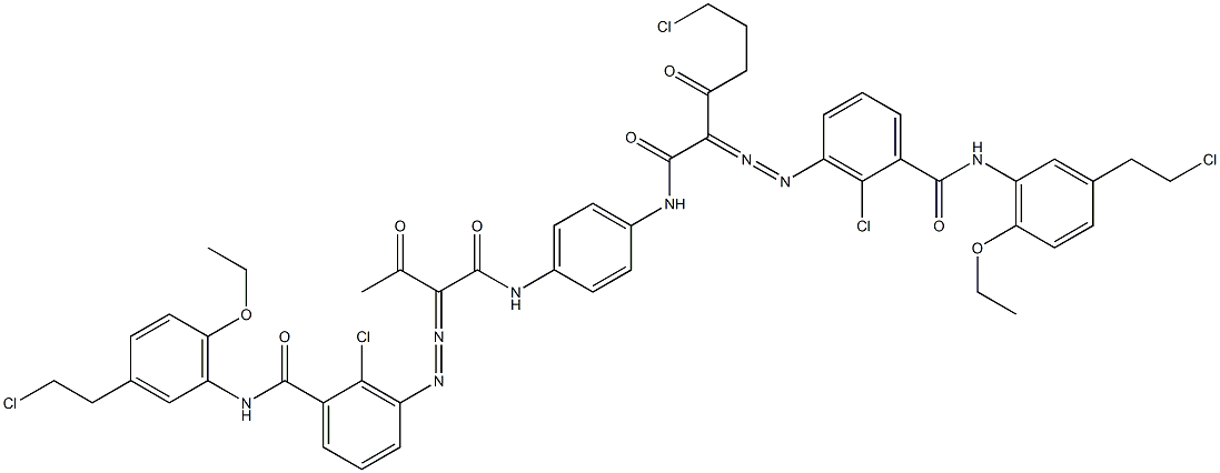 3,3'-[2-(2-Chloroethyl)-1,4-phenylenebis[iminocarbonyl(acetylmethylene)azo]]bis[N-[3-(2-chloroethyl)-6-ethoxyphenyl]-2-chlorobenzamide] Struktur