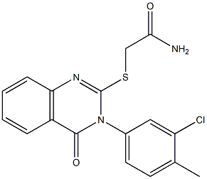 2-(2-Amino-2-oxoethylthio)-3-(3-chloro-4-methylphenyl)-quinazolin-4(3H)-one Struktur