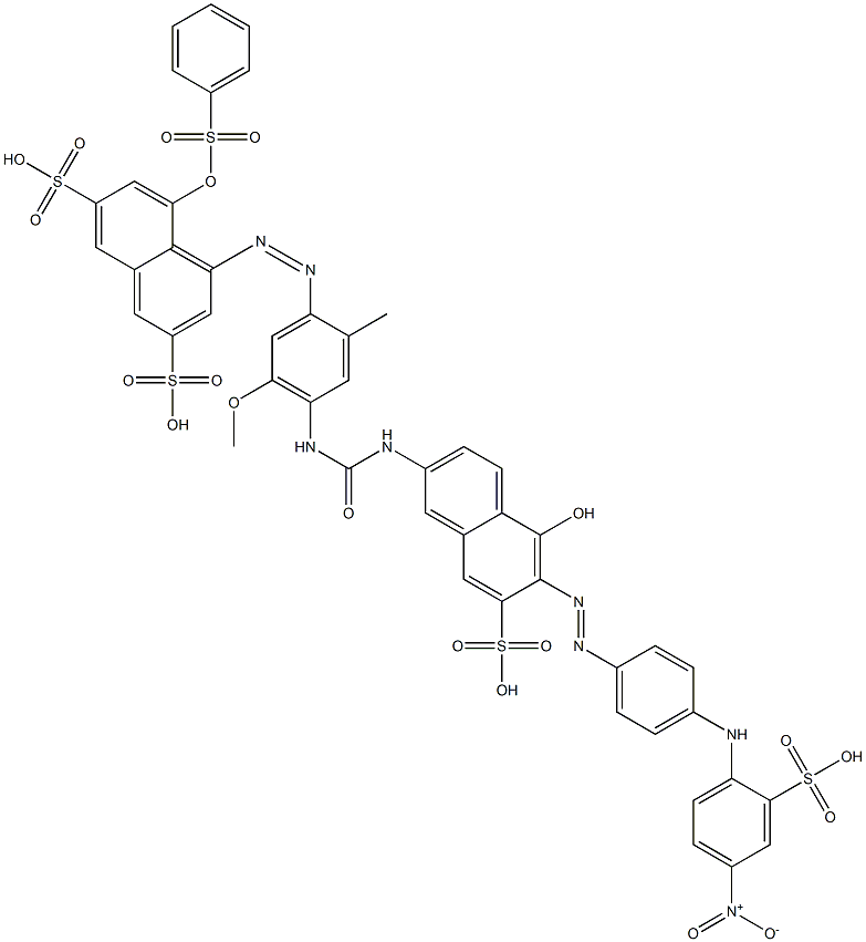 4-[[4-[[[[5-Hydroxy-6-[[4-[(4-nitro-2-sulfophenyl)amino]phenyl]azo]-7-sulfo-2-naphthalenyl]amino]carbonyl]amino]-5-methoxy-2-methylphenyl]azo]-5-(phenylsulfonyl)oxy-2,7-naphthalenedisulfonic acid Struktur