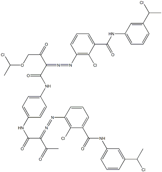 3,3'-[2-[(1-Chloroethyl)oxy]-1,4-phenylenebis[iminocarbonyl(acetylmethylene)azo]]bis[N-[3-(1-chloroethyl)phenyl]-2-chlorobenzamide] Struktur