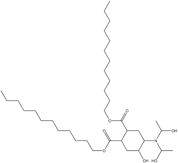 5-Hydroxy-4-[bis(1-hydroxyethyl)amino]-1,2-cyclohexanedicarboxylic acid didodecyl ester Struktur