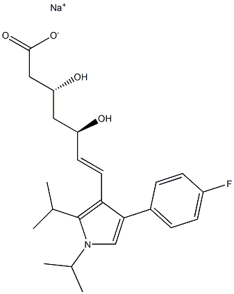 (3R,5R,6E)-3,5-Dihydroxy-7-[1,2-diisopropyl-4-(4-fluorophenyl)-1H-pyrrol-3-yl]-6-heptenoic acid sodium salt Struktur