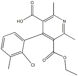 2,6-Dimethyl-4-(2-chloro-3-methylphenyl)pyridine-3,5-dicarboxylic acid 3-ethyl ester Struktur