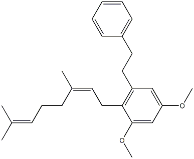 1,3-Dimethoxy-4-[(2Z)-3,7-dimethylocta-2,6-dien-1-yl]-5-(2-phenylethyl)benzene Struktur