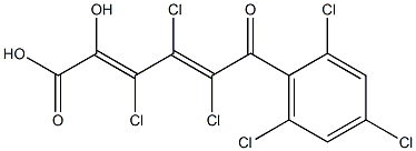 (2E,4E)-2-Hydroxy-3,4,5-trichloro-6-oxo-6-(2,4,6-trichlorophenyl)-2,4-hexadienoic acid Struktur