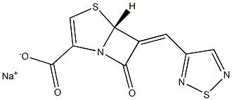 (5R)-7-Oxo-6-[(1,2,5-thiadiazol-3-yl)methylene]-4-thia-1-azabicyclo[3.2.0]hept-2-ene-2-carboxylic acid sodium salt Struktur