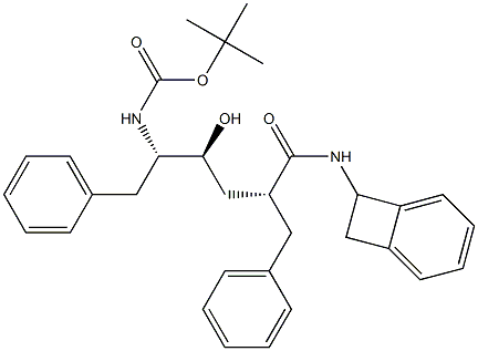 (2R,4S,5S)-2-Benzyl-5-(tert-butyloxycarbonylamino)-N-[(1,2-dihydrobenzocyclobuten)-1-yl]-4-hydroxy-6-phenylhexanamide Struktur