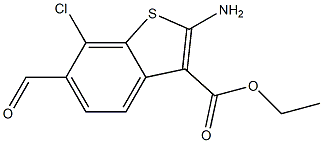 2-(Amino)-6-formyl-7-chlorobenzo[b]thiophene-3-carboxylic acid ethyl ester Struktur