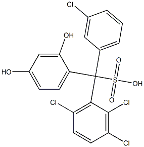 (3-Chlorophenyl)(2,3,6-trichlorophenyl)(2,4-dihydroxyphenyl)methanesulfonic acid Struktur