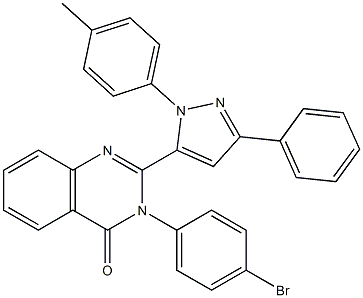 3-(4-Bromophenyl)-2-[3-(phenyl)-1-(4-methylphenyl)-1H-pyrazol-5-yl]quinazolin-4(3H)-one Struktur