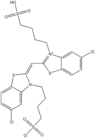 4-[[5-Chloro-2-[[5-chloro-3-(4-sulfonatobutyl)benzothiazolin-2-ylidene]methyl]benzothiazol-3-ium]-3-yl]butane-1-sulfonic acid Struktur