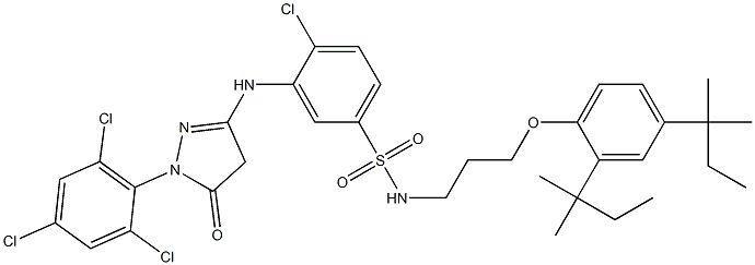 1-(2,4,6-Trichlorophenyl)-3-[2-chloro-5-[3-(2,4-di-tert-pentylphenoxy)propylsulfamoyl]anilino]-5(4H)-pyrazolone Struktur