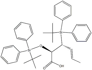 (2R,3R,4E)-2-[[Diphenyl(tert-butyl)silyl]oxy]-3-[diphenyl(tert-butyl)silyl]-4-hexenoic acid Struktur