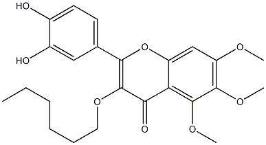 2-(3,4-Dihydroxyphenyl)-3-hexyloxy-5,6,7-trimethoxy-4H-1-benzopyran-4-one Struktur