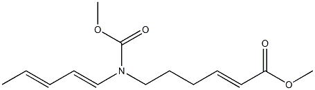 (E)-6-[(Methoxycarbonyl)[(1E,3E)-1,3-pentadienyl]amino]-2-hexenoic acid methyl ester Struktur