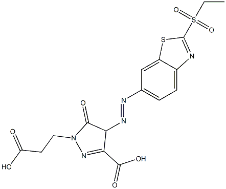 3-Carboxy-4-[[2-(ethylsulfonyl)benzothiazol-6-yl]azo]-4,5-dihydro-5-oxo-1H-pyrazole-1-propanoic acid Struktur