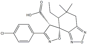 (4S,5S)-6',7'-Dihydro-6',6'-dimethyl-3-(4-chlorophenyl)spiro[isoxazole-5(4H),4'(5'H)-[2,1,3]benzoxadiazole]-4-carboxylic acid ethyl ester Struktur