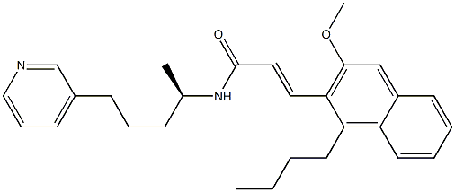 (E)-3-(1-Butyl-3-methoxynaphthalen-2-yl)-N-[(R)-1-methyl-4-(3-pyridinyl)butyl]acrylamide Struktur