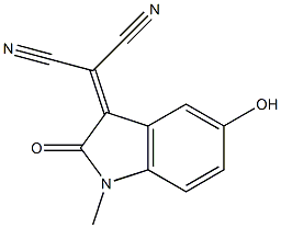 [(2,3-Dihydro-5-hydroxy-1-methyl-2-oxo-1H-indol)-3-ylidene]malononitrile Struktur